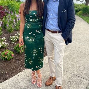 Reformation Green Frankie Silk Dress